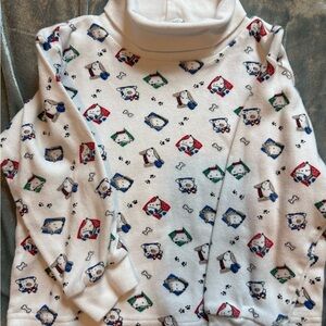 Vintage Basic Editions White Turtleneck with Dog and Bone Print